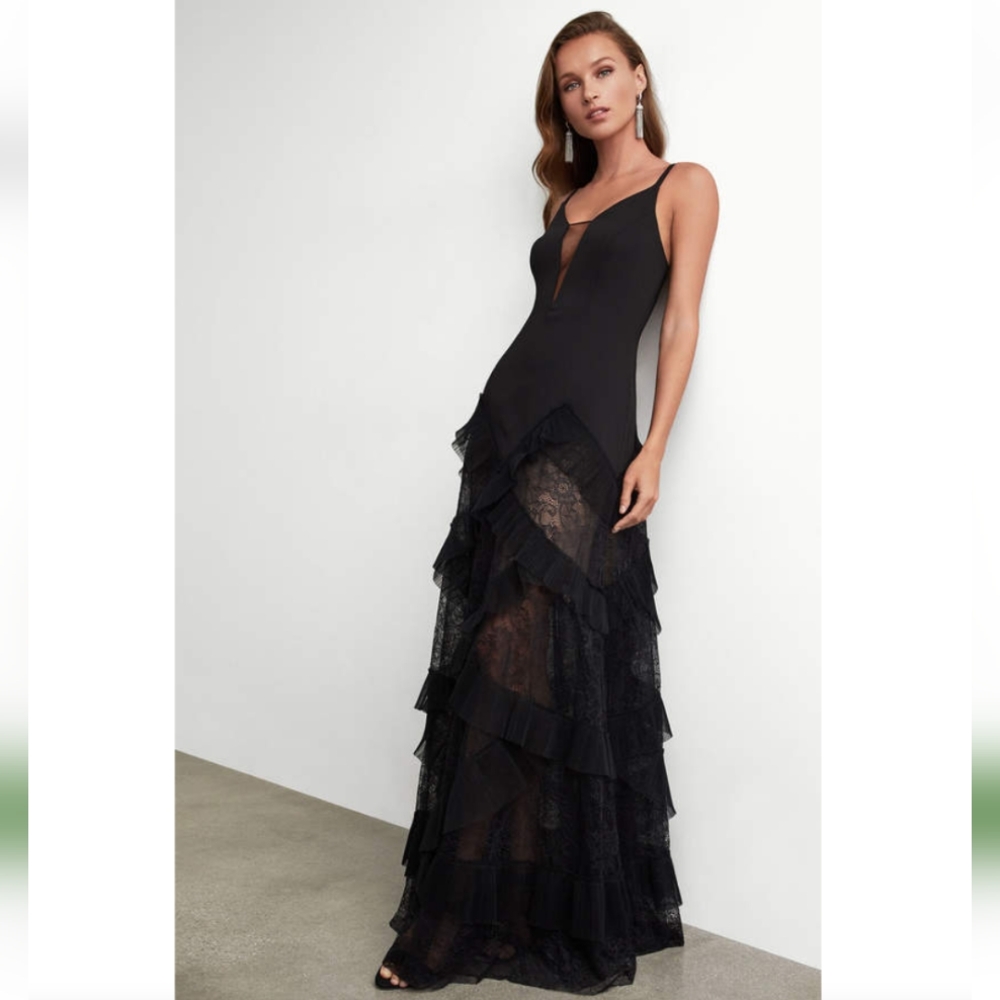 BCBGMaxAzria Avaline Lace Pleated Gown